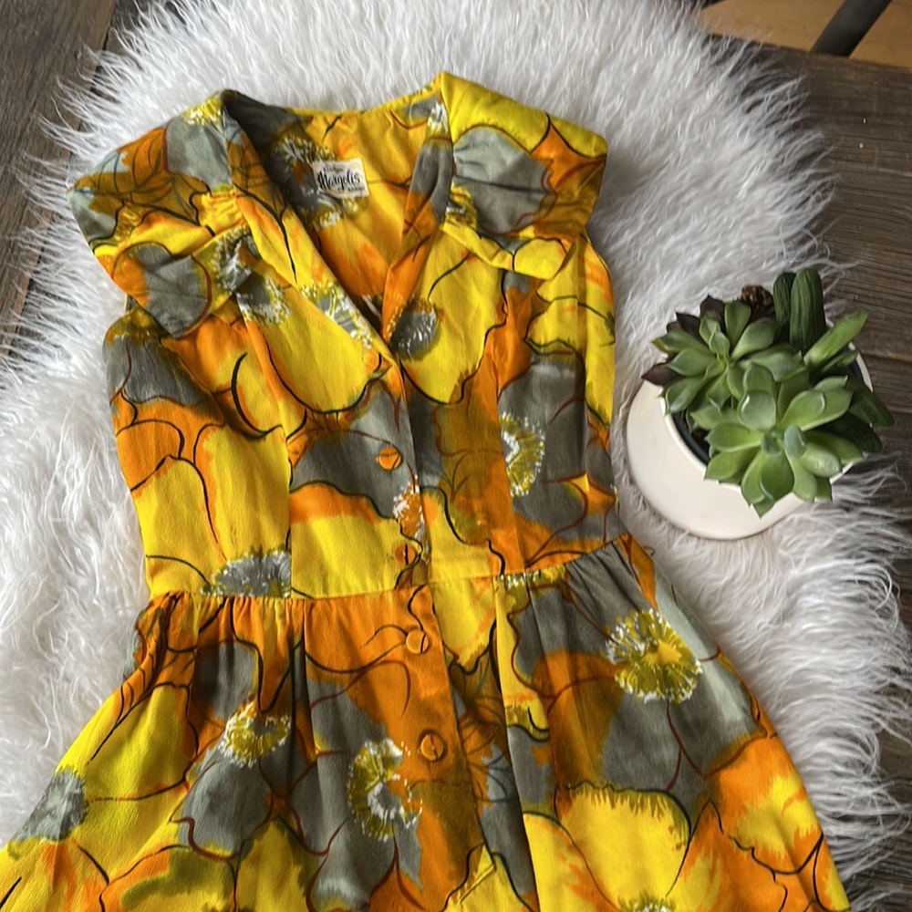 Evelyn Margolis 60’s vintage bark cloth Hawaiian dopamine dress EUC size small - Picture 7 of 12
